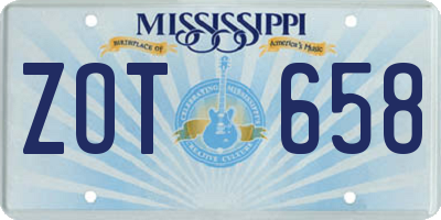 MS license plate ZOT658