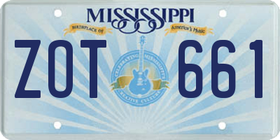 MS license plate ZOT661