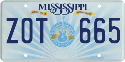 MS license plate ZOT665
