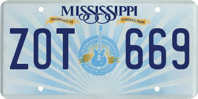MS license plate ZOT669