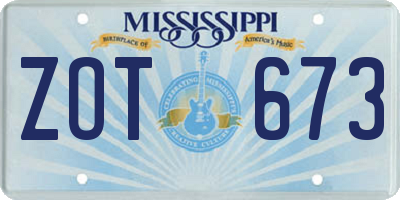 MS license plate ZOT673