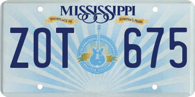 MS license plate ZOT675