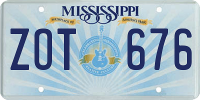 MS license plate ZOT676
