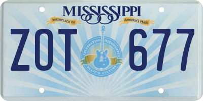 MS license plate ZOT677