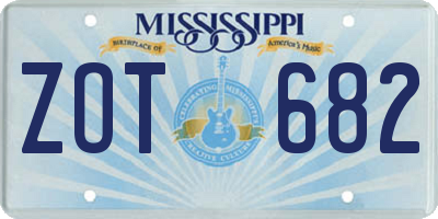 MS license plate ZOT682