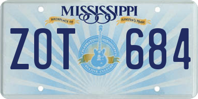 MS license plate ZOT684