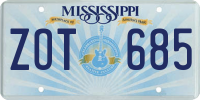 MS license plate ZOT685