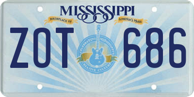 MS license plate ZOT686