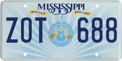 MS license plate ZOT688