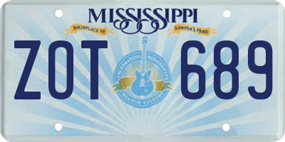 MS license plate ZOT689