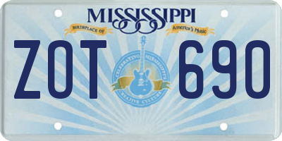 MS license plate ZOT690