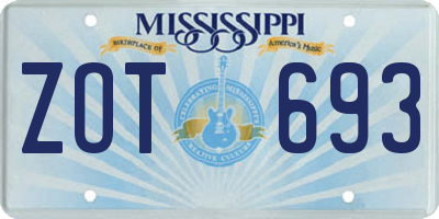 MS license plate ZOT693