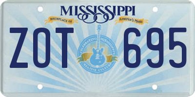 MS license plate ZOT695