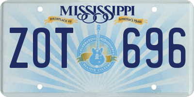 MS license plate ZOT696