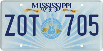MS license plate ZOT705