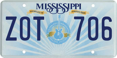 MS license plate ZOT706