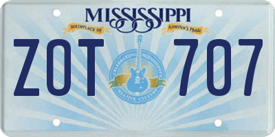 MS license plate ZOT707