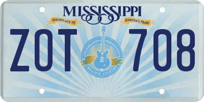 MS license plate ZOT708