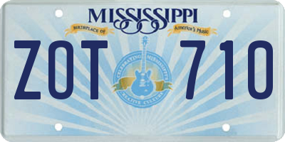 MS license plate ZOT710