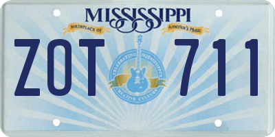 MS license plate ZOT711