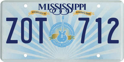 MS license plate ZOT712