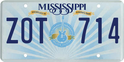 MS license plate ZOT714