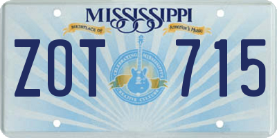 MS license plate ZOT715