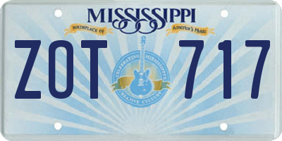 MS license plate ZOT717
