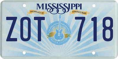 MS license plate ZOT718