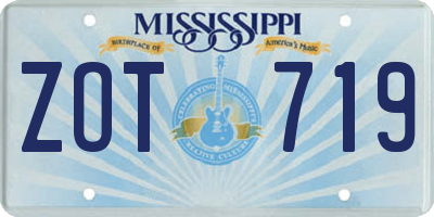 MS license plate ZOT719