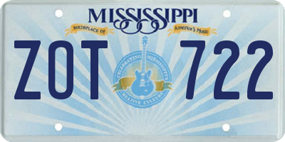 MS license plate ZOT722