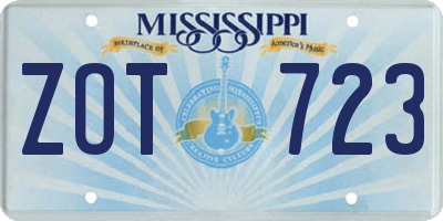 MS license plate ZOT723