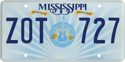 MS license plate ZOT727