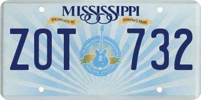 MS license plate ZOT732