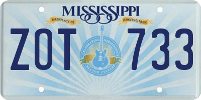 MS license plate ZOT733