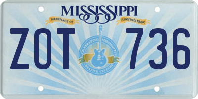 MS license plate ZOT736