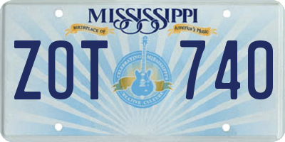 MS license plate ZOT740