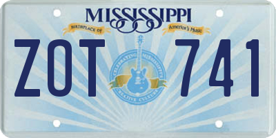 MS license plate ZOT741