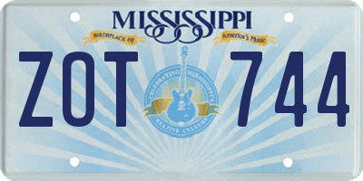 MS license plate ZOT744