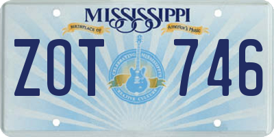 MS license plate ZOT746