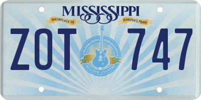 MS license plate ZOT747