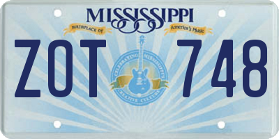 MS license plate ZOT748