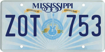 MS license plate ZOT753