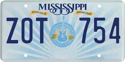 MS license plate ZOT754