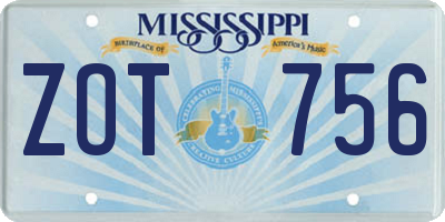 MS license plate ZOT756