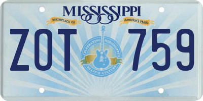 MS license plate ZOT759