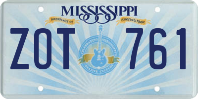 MS license plate ZOT761