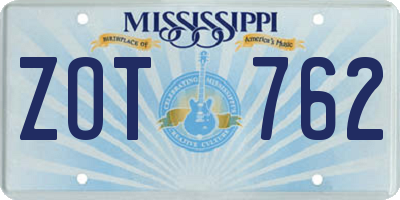 MS license plate ZOT762