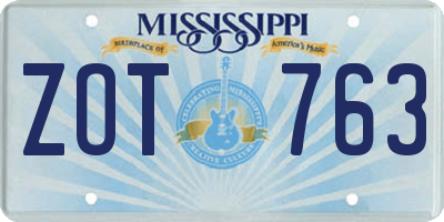 MS license plate ZOT763