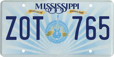 MS license plate ZOT765